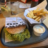 Veggie “Beff” burger with garlic aioli   at no bones in Krakow