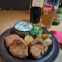 'pork chops' with potatoes and mizeria at no bones in Krakow