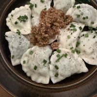 Spinach and sun-dried tomato pierogi  at no bones in Krakow