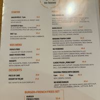 Entire food menu  at no bones in Krakow