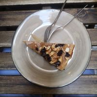 Tofu cheesecake with salted caramel topping at no bones in Krakow