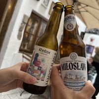 Mushroom drink and non-alcoholic beer  at no bones in Krakow