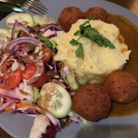 Tofu cecils, salad and potatoes😋 at no bones in Krakow