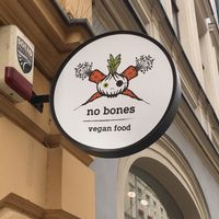 Restaurant’s billboard  at no bones in Krakow