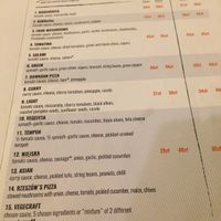 Menu at no bones in Krakow