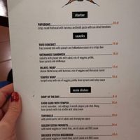 Menu at no bones in Krakow