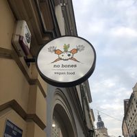 Sign at no bones in Krakow