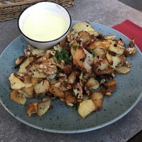 Roast potatoes, nuts and silken tofu dip @ Kartoffelhaus, Freiburg at Kartoffelhaus in Freiburg