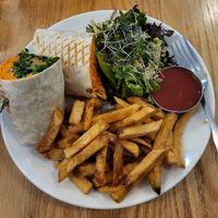 Liberty wrap with 1/2 salad 1/2 fries side. at Pure Kitchen - Preston in Ottawa