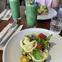 Green Smoothie and Avo on toast at Hayes Common in Hamilton