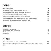 Plant based night time menu  at Hayes Common in Hamilton