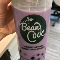 Sweet potato soy milk with pearls  at Bean Code in Chatswood