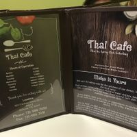 Wed-Sat 11-9. 
605 Carriage House Dr. 
Suite J Jackson, TN 
Spice scale 1-10
No MSG
Coconut milk common ingredient.  at Thai Cafe in Jackson