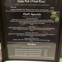 Menu. Most items can be made with tofu and/or vegetables.  at Thai Cafe in Jackson