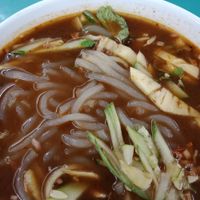 Asam laksa (vegan) with laksa noodles showing. at Chef Wong Vegetarian 黄师傅 in Petaling Jaya