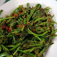 Paku pakis (ferns) with vegan belacan (imitation shrimp paste). Highly recommended. at Chef Wong Vegetarian 黄师傅 in Petaling Jaya