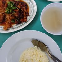 Hainanese 'chicken' and 'char siu' rice. Possibly the best in town. All meals come with complimentary soup. at Chef Wong Vegetarian 黄师傅 in Petaling Jaya
