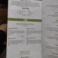 Menu at Paradiso in Ubud