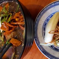 Mushroom bao and vegan version of tan tan noodles at Bao in Victoria
