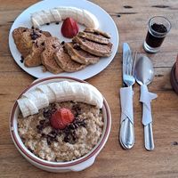 Vegan Gluten-free breakfast yumminess at Good Vibes Cafe in Montanita