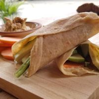 Veggie wrap with hummus at Good Vibes Cafe in Montanita