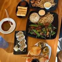 Vegetable Tempura, Pua Roll and Vegan Hibachi plate.  at Bachi in Charlotte