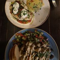 Cauliflower Steak and Seitan Schawarma  at Kuli Alma in Frankfurt