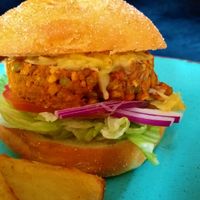 Lentil & seed burger at The Swan Inn in Skipton