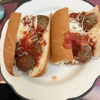 We had vegan Taco pizza, Cavatelli and broccoli and this amazing vegan meatball sub!   at Inzillo's in Jackson