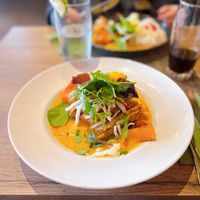 vegane Ente (knusprig) in Kürbis-Curry-Kokos Soße at Banoi  in Neuruppin