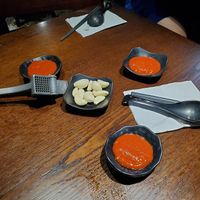 Fresh garlic and sriracha at Ramen Yamadaya in Torrance