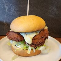 Plain chicken burger (it was okay, but patty was a bit spongy and bitter) at This Borderland in Preston