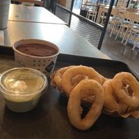 Onion rings and tiramisu   at Swing Kitchen - Schwedenplatz in Vienna