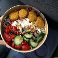 Nugget salad with garlic sauce and dried flowers at Swing Kitchen - Schwedenplatz in Vienna