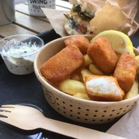 Vish and chips at Swing Kitchen - Schwedenplatz in Vienna