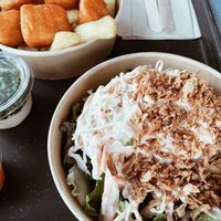 Vish & chips + coleslaw salad  at Swing Kitchen - Schwedenplatz in Vienna