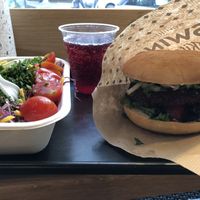 Vienna burger menu with salad at Swing Kitchen - Schwedenplatz in Vienna