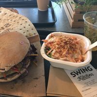  Cheeseburger with Cole slaw and Apple Soda at Swing Kitchen - Schwedenplatz in Vienna