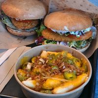 Schnitzels and jalapeño fries  at Swing Kitchen - Schwedenplatz in Vienna