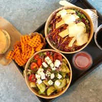 I asked for the burger with no bread and they made it on a salad bed!  at Swing Kitchen - Schwedenplatz in Vienna