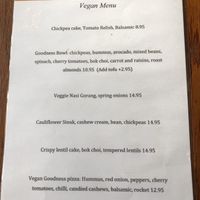 Vegan menu as of 28/11/19 at Richy's in Cork