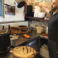 One of the owners  at Ozi Hummus Ful in Netanya