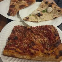Tomato pie, white pie, and pepperoni at 20th Street Pizza in Philadelphia