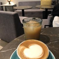 Cappuccino & kombucha ice tea at Real Food 真食 - Novena in Central Singapore