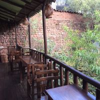 Outside at El Tomillo Café in Pisac
