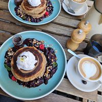 Buckwheat pancakes with berry compote at Girdlers in Manly