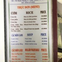 Menu (Aug 2019) at Hoa Tu Tam in Hue