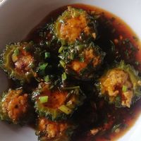 This was something with apples on the English menu... It's actually bitter melon. at Hoa Tu Tam in Hue