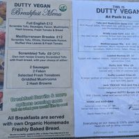 Dutty Vegan food menu at Pack It In in Worcester