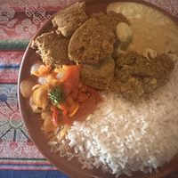 Fafafel with peanut sauce   at El Germen in Sucre